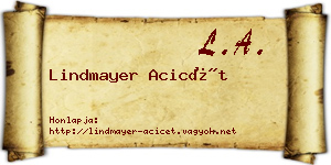 Lindmayer Acicét névjegykártya